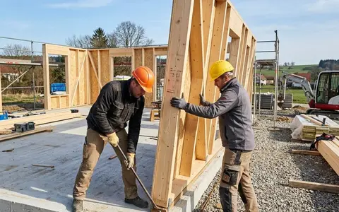 Bauphase Wandmontage als Anlass für eine ausgedruckte Baustellen-Checkliste