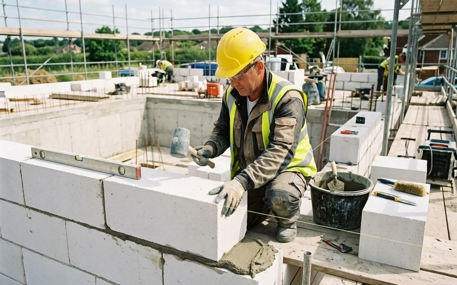 Porenbetonsteine als massiver Hausbausatz bei der Selbstmontage