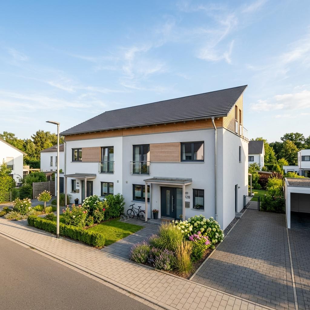 Reihenhaus Reihenmittelhaus RowLine R124 von allkauf haus mit Pultdach und 124 m² Wohnfläche