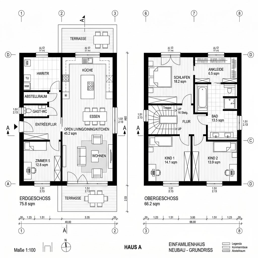 Grundriss EVOLUTION 142 V4 – 142 m² Einfamilienhaus mit 5 Zimmern