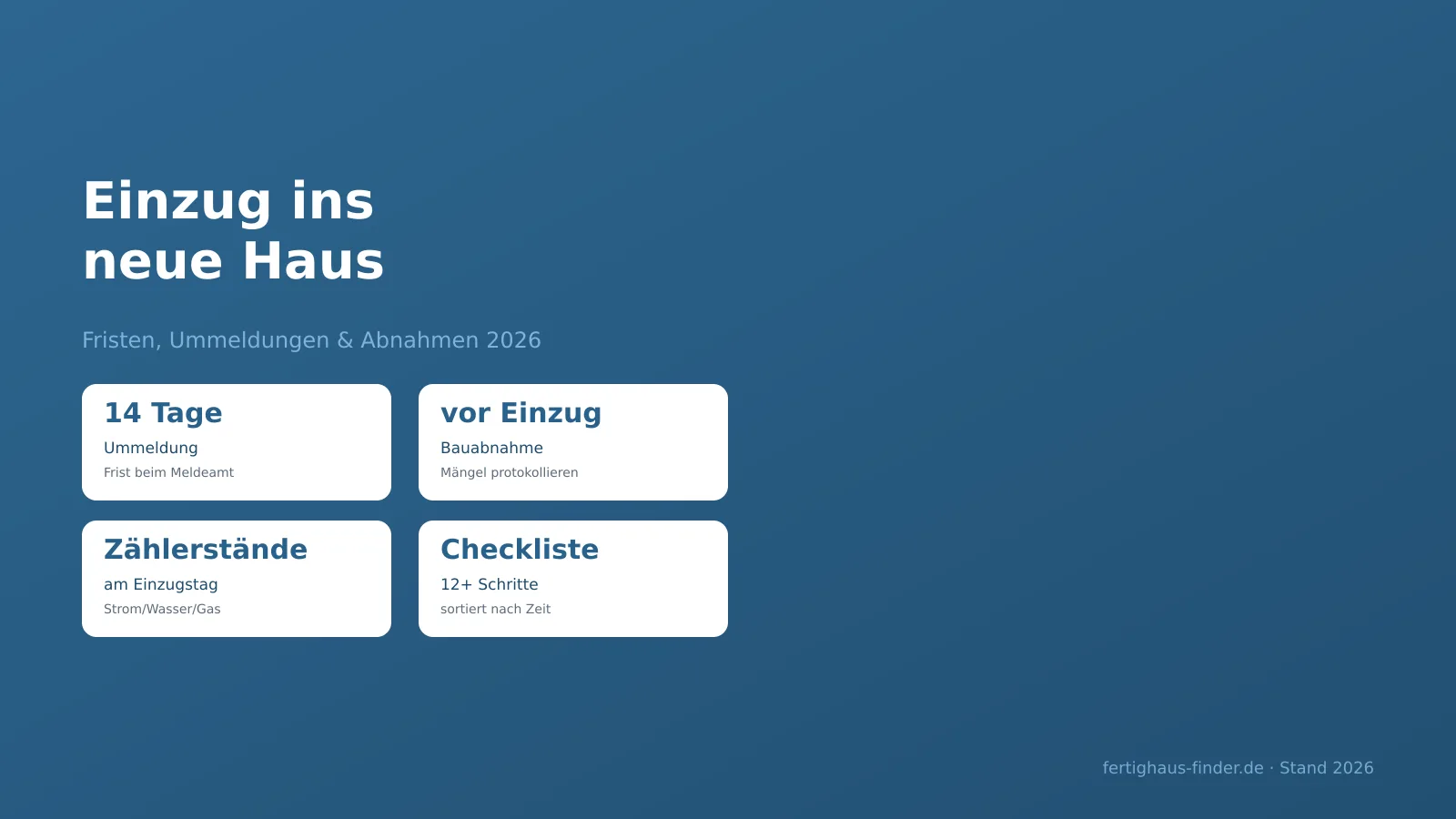 Einzug-Checkliste für den Neubau: Fristen, Ummeldungen und Abnahmen – Hero-Bild